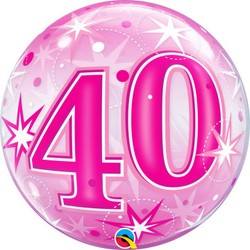 Ballon Bubble anniversaire 40 ans Etoile rose 55 cm