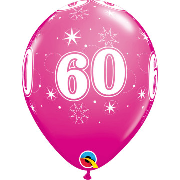 Lot de 6 ballons anniversaire Etoile 60 ans roses en latex 27 cm