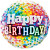 Ballon Happy Birthday Rainbow confettis 45 cm