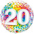 Ballon anniversaire 20 ans Rainbow Confetti 45 cm