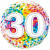 Ballon anniversaire 30 ans Rainbow Confetti 45 cm