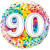 Ballon  anniversaire 90 ans Rainbow Confetti 45 cm