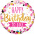 Ballon Happy Birthday To You pois roses et or 45 cm