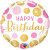 Ballon Happy Birthday  pois roses et or 45 cm