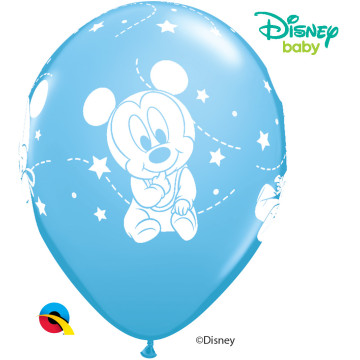Lot de 6 ballons Bleu bébé Mickey en latex 30 cm