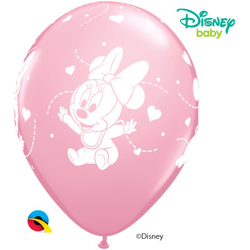 Lot de 6 ballons Rose Bébé Minnie en latex 30 cm