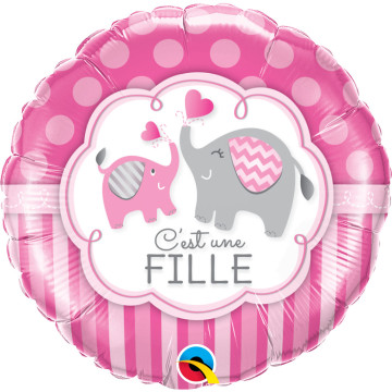 Ballon Rose Eléphant " C'est une fille" 45 cm