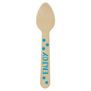 Lot de 12 cuillères en bois à pois bleus 10,7 cm
