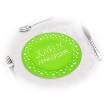 Lot de 6 assiettes anniversaire Vert excellence D 18 cm