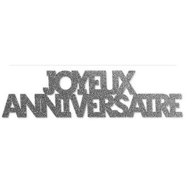 Lot de 6 confettis géants Joyeux anniversaire argent pailleté