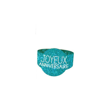 Lot de 6 ronds de serviette Joyeux Anniversaire bleu océan