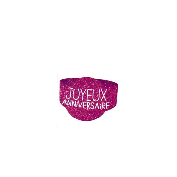 Lot de 6 ronds de serviette Joyeux Anniversaire fuschia