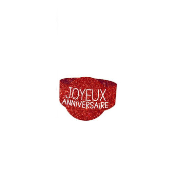 Lot de 6 ronds de serviette Joyeux Anniversaire rouge passion