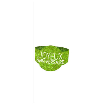 Lot de 6 ronds de serviette Joyeux Anniversaire vert excellence