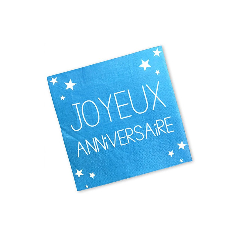 20 Serviettes Anniversaire Bleu Marine & Or - 25x25cm Cocktail