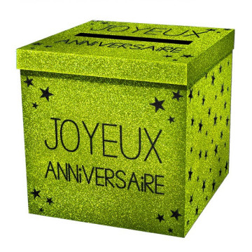 Urne D'anniversaire Pailletée Fuchsia - Carton 20x20x20 Cm - Idée Cadeau Fête Et Célébration