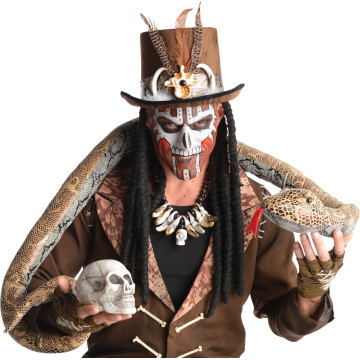 Chapeau Vaudou Witch Doctor avec dreads locks Halloween