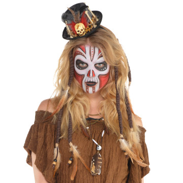 Serre-tête Vaudou Witch Doctor avec chapeau Halloween