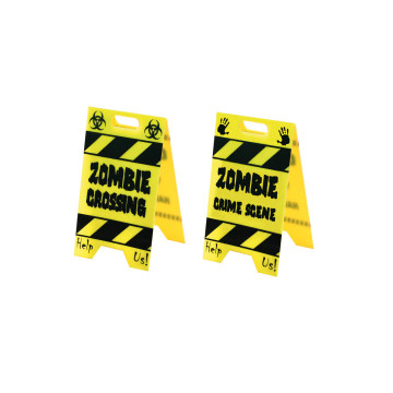 Lot de 2 Panneaux jaunes danger-zombie crossing Halloween PM