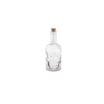 Bouteille en verre tête de mort Halloween 22 cm