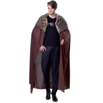 Cape de chevalier marron avec fourrure luxe Halloween 155 cm