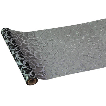 Chemin de table Arabesque organza noir 30 cm x 5 m