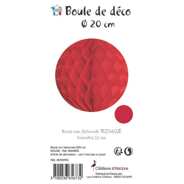 Boule alvéolée ballon rouge 20 cm