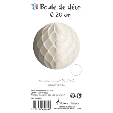 Boule alvéolée ballon blanc 20 cm