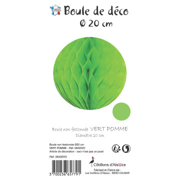 Boule alvéolée ballon vert anis 20 cm