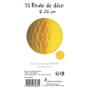 Boule alvéolée ballon jaune 20 cm