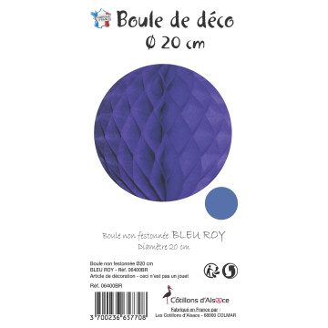 Boule alvéolée ballon bleu royal 20 cm