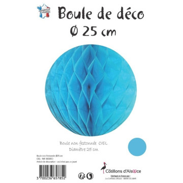 Boule alvéolée ballon bleu ciel 25 cm