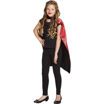 Cape enfant réversible rouge/noir Halloween 90 cm