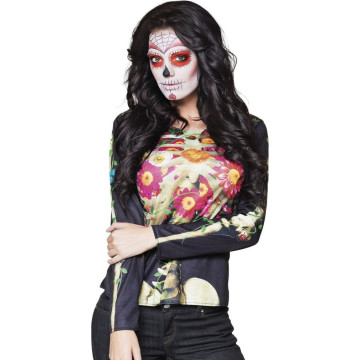 Chemise photoréaliste day of the dead Calaca femme Halloween M/L