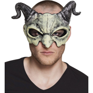 Masque Crâne de diable demi-visage en mousse Halloween