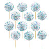 Lot de 12 pics à pois bleus