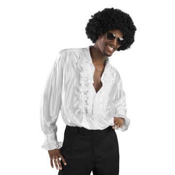 Chemise disco blanche avec jabot