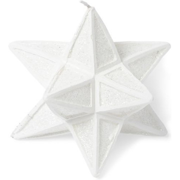 Bougie boule blanche étoile origami-paillettes 12 cm
