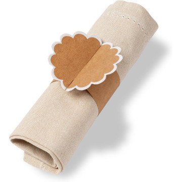 Lot de 8 ronds de serviettes Kraft bord blanc pailleté 23 x 7 cm