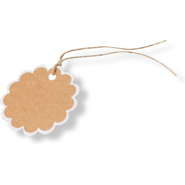 Lot de 8 étiquettes Kraft bord blanc pailleté 5,5 cm