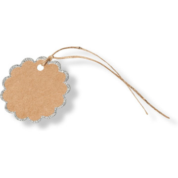 Lot de 8 étiquettes Kraft bord argent pailleté 5,5 cm