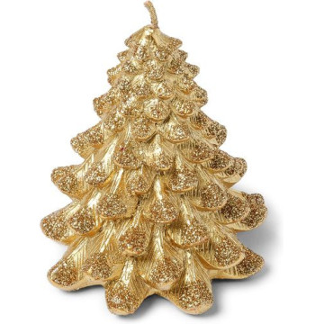 Bougie sapin pailletté or 9,5 cm