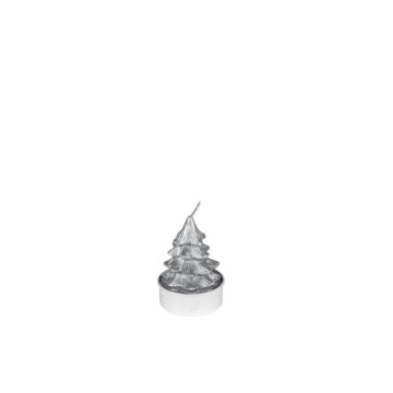3 Bougies sapin pailletté argent 6,5 cm