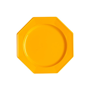 Lot de 8 assiettes à dessert plastiques réutilisables octogonales orange 16,5 cm