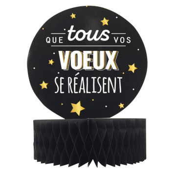 Centre de table Happy New Year or/argent/noir 38 cm