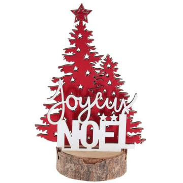 Décor de Noël socle en bois naturel 8,2 x 16 cm