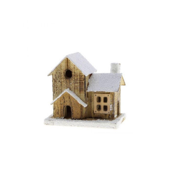 Maison de Noël enneigée lumineuse 9 x 9 x 20,5 cm