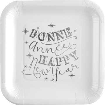 Lot de 10 assiettes carton Bonne Année 23 x 23 cm