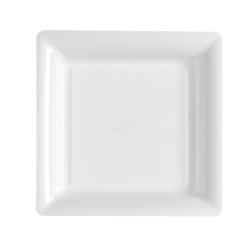 Lot de 8 assiettes à dessert carrées réutilisable blanc 16,5 cm