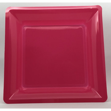 Lot de 8 assiettes à dessert réutilisables carrées fuschia 16,5 cm